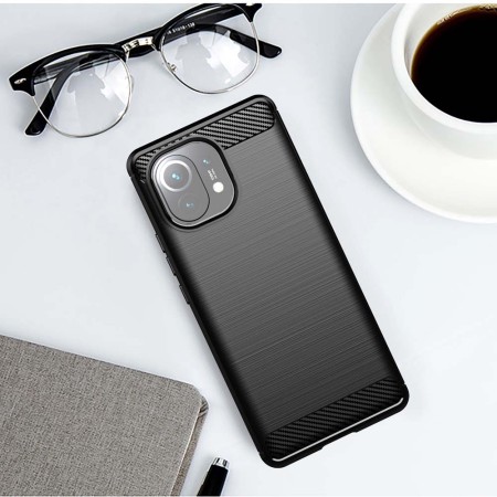 Husa pentru Xiaomi Mi 11 Lite 4G / Mi 11 Lite 5G / 11 Lite 5G NE - Techsuit Carbon Silicone - Black