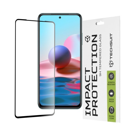 Folie pentru Xiaomi Redmi Note 10 4G / Note 10S / Poco M5s - Techsuit 111D Full Cover / Full Glue Glass - Black