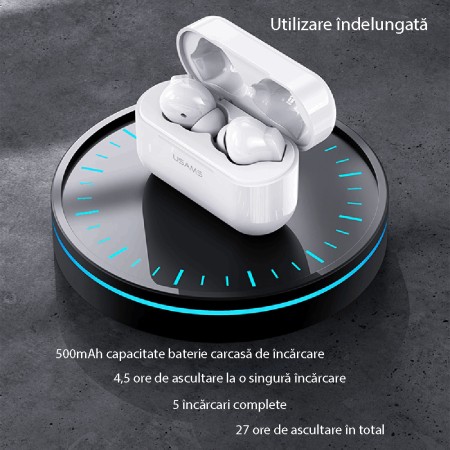 Casti Bluetooth Wireless Noice Cancellation - USAMS LY Series (BHULY06) - White