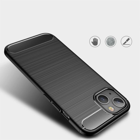 Husa pentru iPhone 13 - Techsuit Carbon Silicone - Black