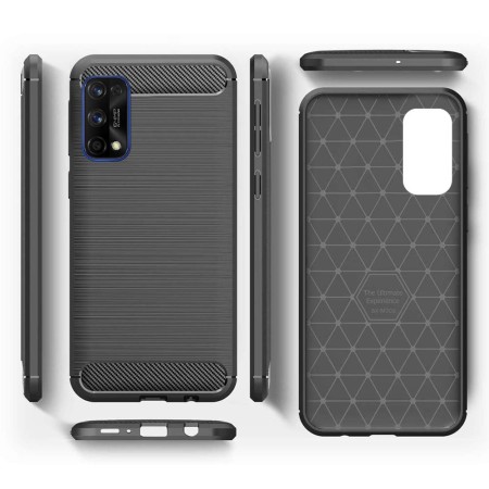 Husa pentru Realme 7 Pro - Techsuit Carbon Silicone - Black