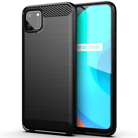 Husa pentru Realme C11 - Techsuit Carbon Silicone - Black