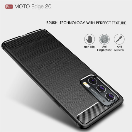 Husa Carbon compatibila Motorola Edge 20, Tech Protects, Negru