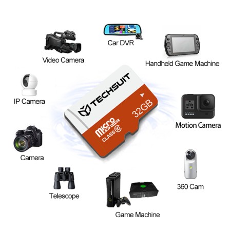 Card de Memorie MicroSDHC 32GB + Adaptor - Techsuit - Black