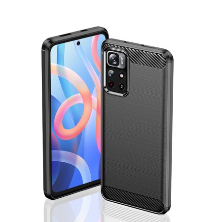 Husa pentru Xiaomi Poco M4 Pro 5G - Techsuit Carbon Silicone - Black