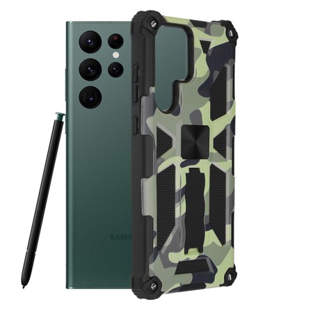 Husa pentru Samsung Galaxy S22 Ultra 5G - Techsuit Blazor Series - Camo Lime