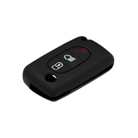 Husa pentru cheie Citroen C1, C2, C3, C4, C5/Peugeot - Techsuit Car Key Case (1021.01) - Black