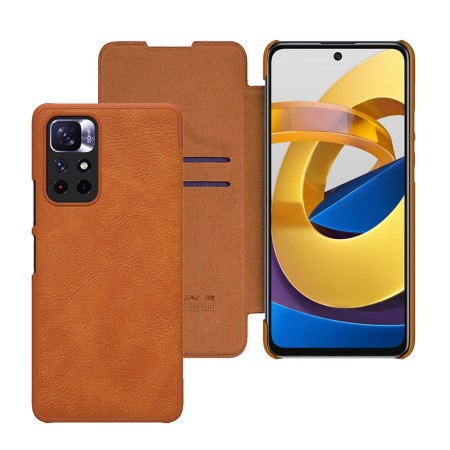 Husa pentru Xiaomi Poco M4 Pro 5G - Nillkin QIN Leather Case - Brown