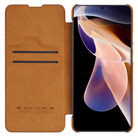 Husa pentru Xiaomi Redmi Note 11 Pro+ 5G - Nillkin QIN Leather Case - Brown