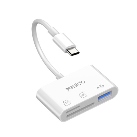 Cititor de Carduri SD, TF + Adaptor Type-C - Yesido (GS16) - White