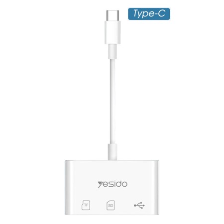 Cititor de Carduri SD, TF + Adaptor Type-C - Yesido (GS16) - White