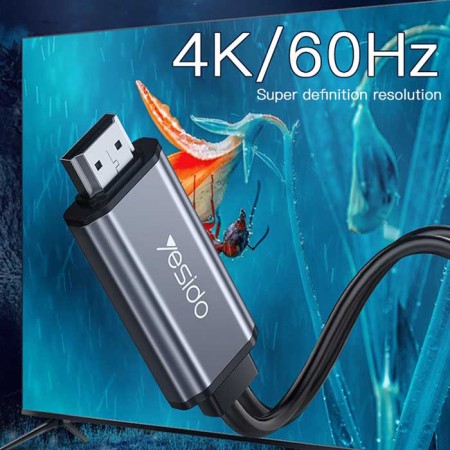 Cablu Video Type-C la HDMI, USB 4Kat30Hz 1.8m - Yesido (HM02) - Black