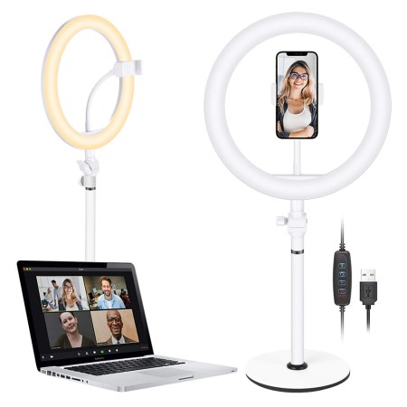 Lampa Birou pentru Telefon Circulara 10" - Techsuit Ring Light (RL-02) - White