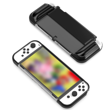 Husa pentru Nintendo Switch OLED - Techsuit Carbon Silicone - Black