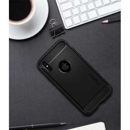 Husa pentru iPhone X / XS - Spigen Rugged Armor - Black