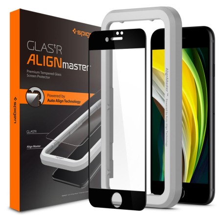 Folie pentru iPhone 7 / 8 / SE 2020 / SE 2022 - Spigen Glas.tR Align Master - Black