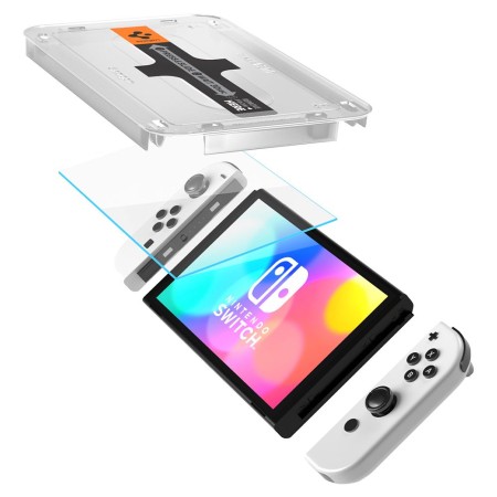 Folie pentru Nintendo Switch OLED (set 2) - Spigen Glas.tR EZ FIT - Clear