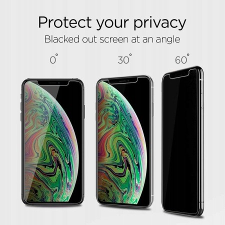 Folie pentru iPhone 11 / XR - Spigen Glas.tR Align Master Privacy - Black