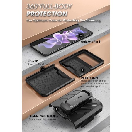 Husa pentru Samsung Galaxy Z Flip3 5G - Supcase Unicorn Beetle Pro - Black