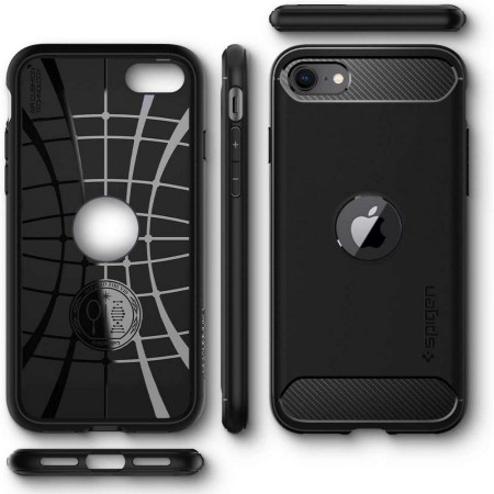 Husa pentru iPhone SE 2, SE 2020 / SE 3, SE 2022 - Spigen Rugged Armor - Black