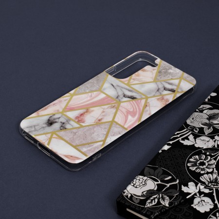 Husa pentru Samsung Galaxy S22 Plus 5G - Techsuit Marble Series - Pink Hex