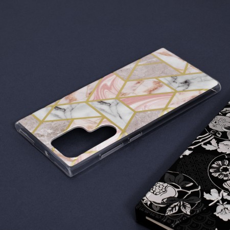 Husa pentru Samsung Galaxy S22 Ultra 5G - Techsuit Marble Series - Pink Hex