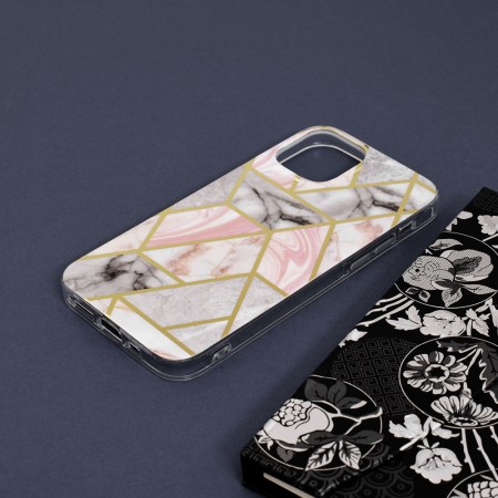 Husa pentru iPhone 12 / 12 Pro - Techsuit Marble Series - Pink Hex