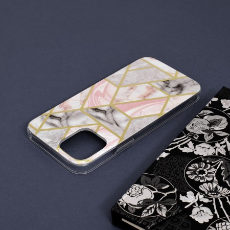 Husa pentru iPhone 12 / 12 Pro - Techsuit Marble Series - Pink Hex