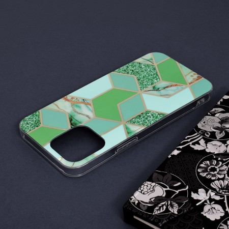 Husa pentru iPhone 13 Pro Max - Techsuit Marble Series - Green Hex