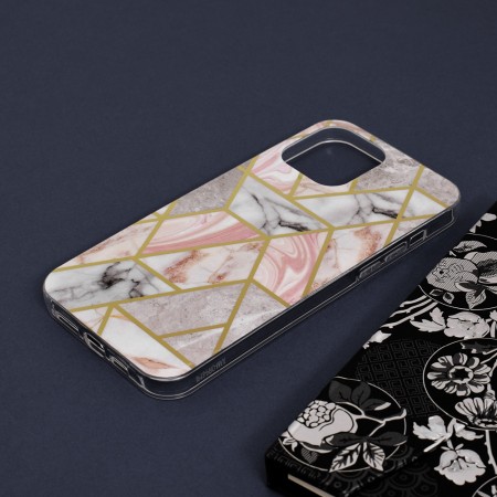 Husa pentru iPhone 13 Pro Max - Techsuit Marble Series - Pink Hex