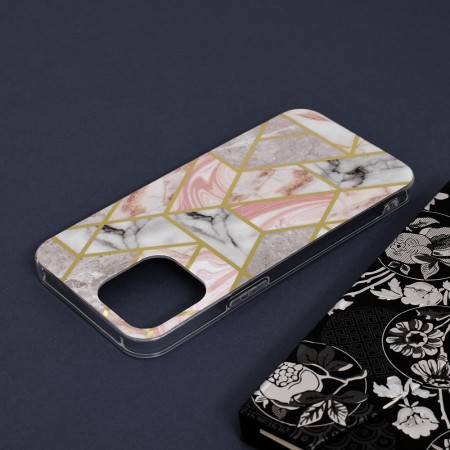 Husa pentru iPhone 13 Pro Max - Techsuit Marble Series - Pink Hex