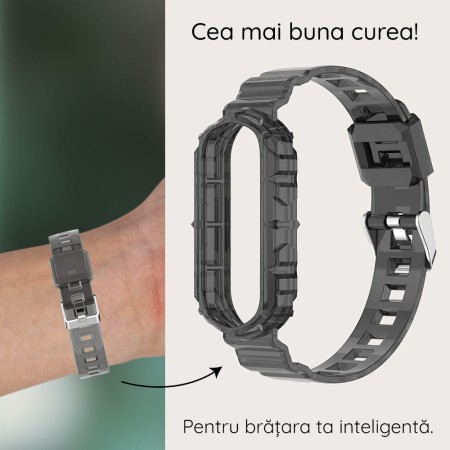 Curea pentru Xiaomi Mi Band 5 / 5 NFC / 6 / 6 NFC / Amazfit Band 5 - Techsuit Watchband (W017) - Black