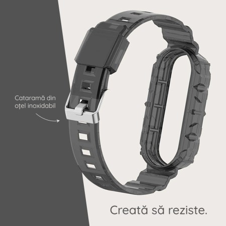 Curea pentru Xiaomi Mi Band 5 / 5 NFC / 6 / 6 NFC / Amazfit Band 5 - Techsuit Watchband (W017) - Black