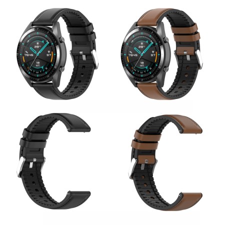 Curea pentru Samsung Galaxy Watch (46mm) / Gear S3, Huawei Watch GT / GT 2 / GT 2e / GT 2 Pro / GT 3 (46 mm) - Techsuit Watchband 22mm (W007) - Black