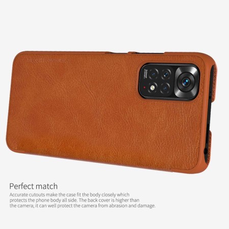 Husa pentru Xiaomi Redmi Note 11 / Note 11S - Nillkin QIN Leather Case - Brown