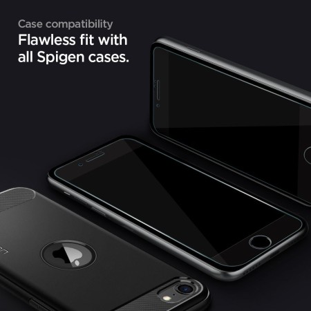 Folie pentru iPhone 7 / 8 / SE 2020 / SE 2022 (set 2) - Spigen Glas.tR Slim - Black