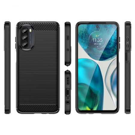 Husa pentru Motorola Moto G52 4G / Moto G82 5G - Techsuit Carbon Silicone - Black