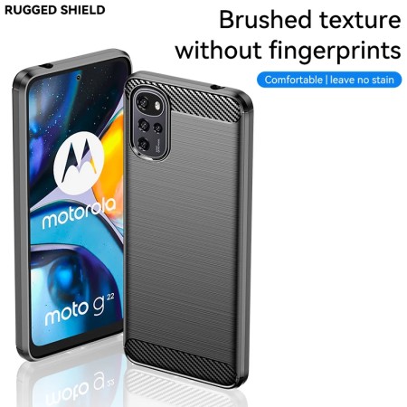 Husa pentru Motorola Moto G22 - Techsuit Carbon Silicone - Black