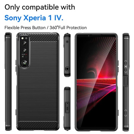 Husa pentru Sony Xperia 1 IV - Techsuit Carbon Silicone - Black