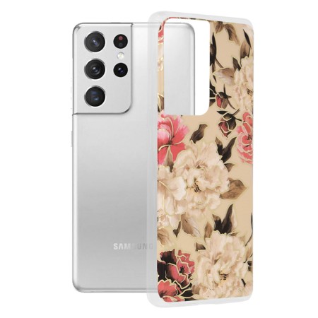 Husa pentru Samsung Galaxy S21 Ultra 5G - Techsuit Marble Series - Mary Berry Nude