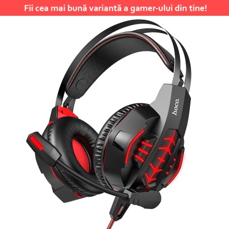 Casti Gaming Jack 3.5mm, USB - Hoco (W102 Cool) - Red