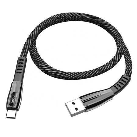 Cablu de Date USB-A la Type-C 2.4A, 1.2m - Hoco Splendor (U70) - Grey