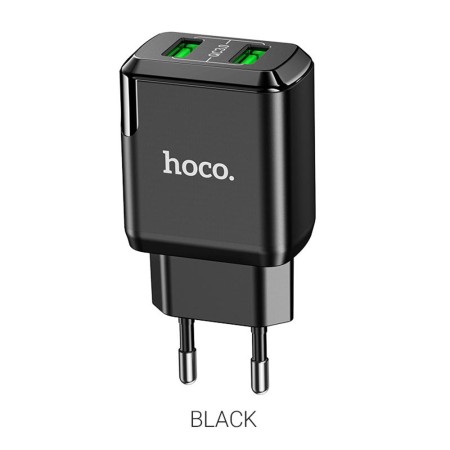 Incarcator Priza 2xUSB-A, Q.C 3.0, 18W, 3.0A - Hoco Charmer (N6) - Black