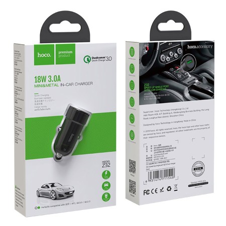 Incarcator Auto USB-A, 18W, 3A - Hoco (Z32 Speed Up) - Black