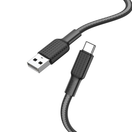 Cablu de Date USB la Type-C PD 60W, 3A, 1m - Hoco Jaeger (X69) - Black / White