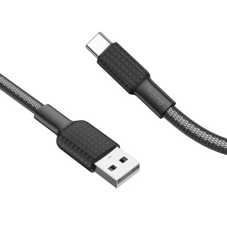 Cablu de Date USB la Type-C PD 60W, 3A, 1m - Hoco Jaeger (X69) - Black / White