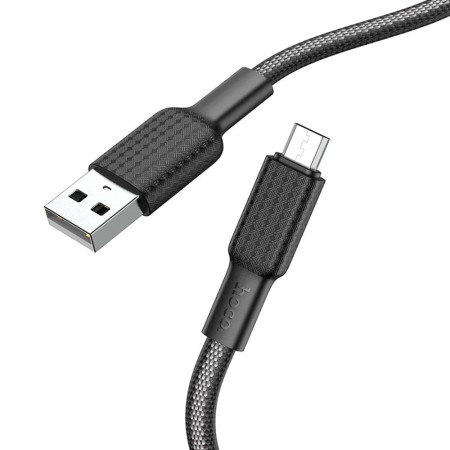 Cablu de Date USB la Micro-USB 12W, 2.4A, 1m - Hoco Jaeger (X69) - Black / White