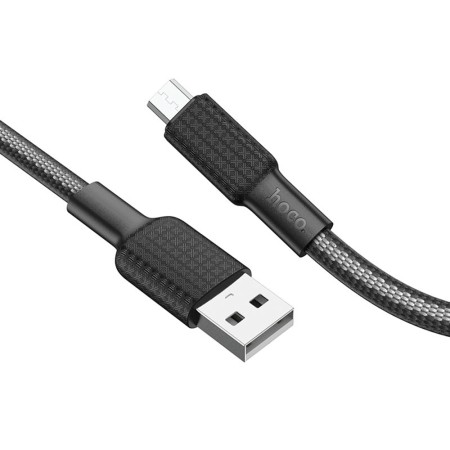 Cablu de Date USB la Micro-USB 12W, 2.4A, 1m - Hoco Jaeger (X69) - Black / White