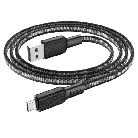 Cablu de Date USB la Micro-USB 12W, 2.4A, 1m - Hoco Jaeger (X69) - Black / White