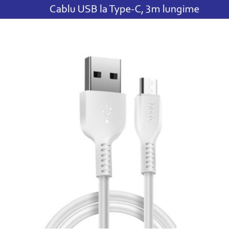 Cablu de Date USB-A la Type-C 10W, 3A, 3m - Hoco Flash (X20) - Black